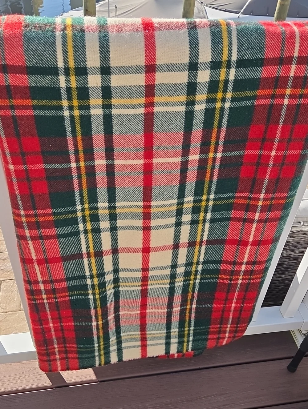 Vintage L.L. Bean Wool Tartan Plaid Blanket Red Green Cabin Cottage